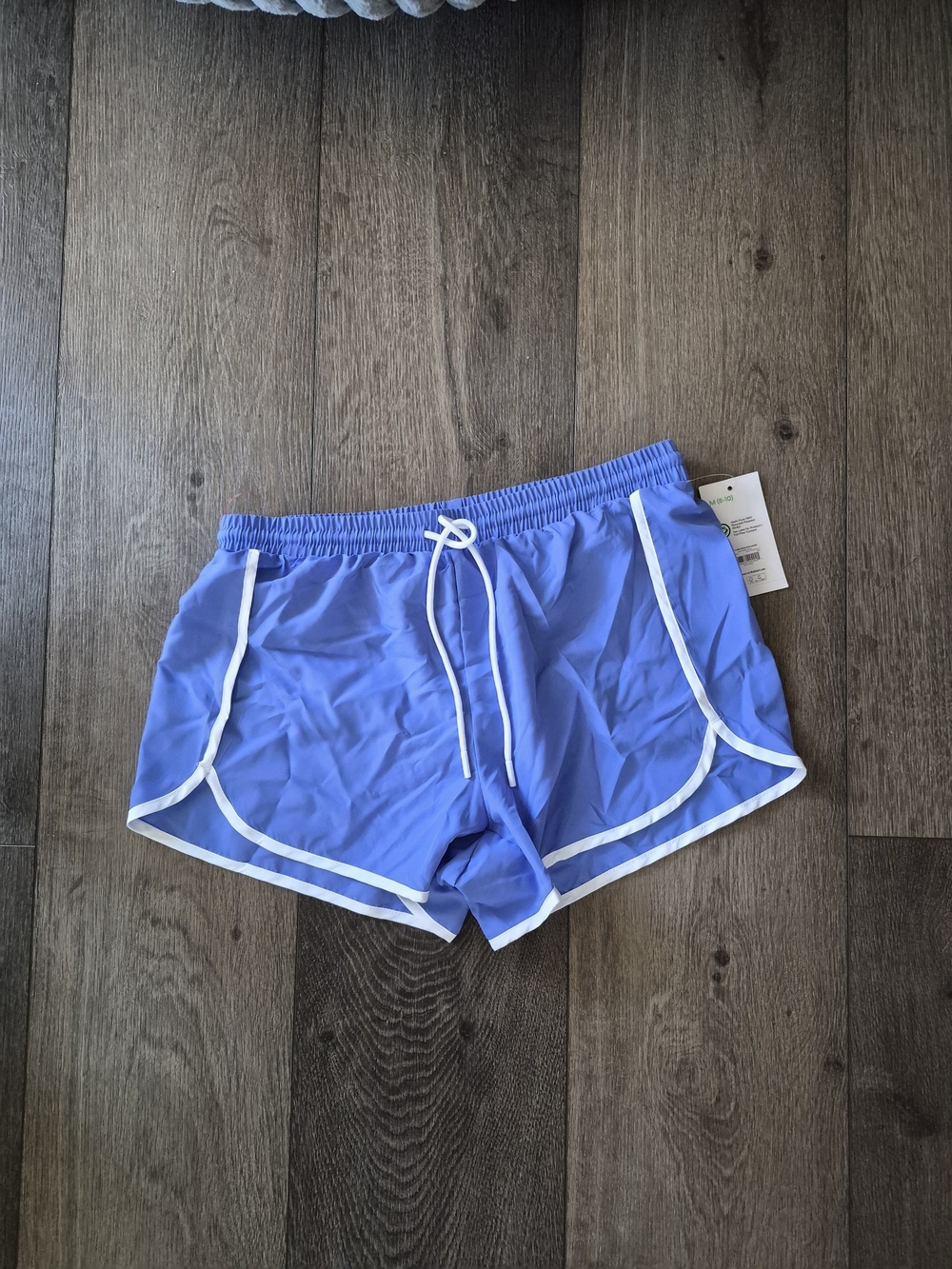 Women's Athletic Blue Running Shorts with White Trim